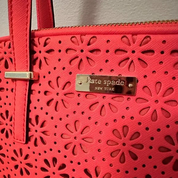 Kate Spade Maise Cedar Street Perforated Leather Bag Neon Pink - Picture 2 of 9